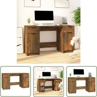 The Living Store Schreibtisch mit Beistellschrank Räuchereiche Holzwerkstoff - Bürostuhl - Schreibtisch - Home Office - Arbeitsplatzgestaltung von PROLENTA PREMIUM