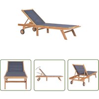 The Living Store Sonnenliege Klappbar mit Rädern Teak Massivholz und Textilene - Teakholzmöbel - Gartenliege - Sonnenliege - Klappliege - Outdoor The Living Store Sonnenliege Klappbar mit Rädern Teak Massivholz und Textilene - Teakholzmöbel - Gartenliege - Sonnenliege - Klappliege - Outdoor von PROLENTA PREMIUM