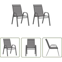 The Living Store Stapelbare Gartenstühle 2 Stk. Grau Textilene - Gartenstühle - Stühle Aus Metall - Outdoor Möbel - Gartenmöbel Set - Textilene Stühle von PROLENTA PREMIUM