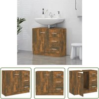 The Living Store Waschbeckenschrank Räuchereiche 63x30x54 cm Holzwerkstoff - Waschbeckenunterschrank - Badezimmermöbel - Holzwerkstoff - Rauchereiche The Living Store Waschbeckenschrank Räuchereiche 63x30x54 cm Holzwerkstoff - Waschbeckenunterschrank - Badezimmermöbel - Holzwerkstoff - Rauchereiche von PROLENTA PREMIUM