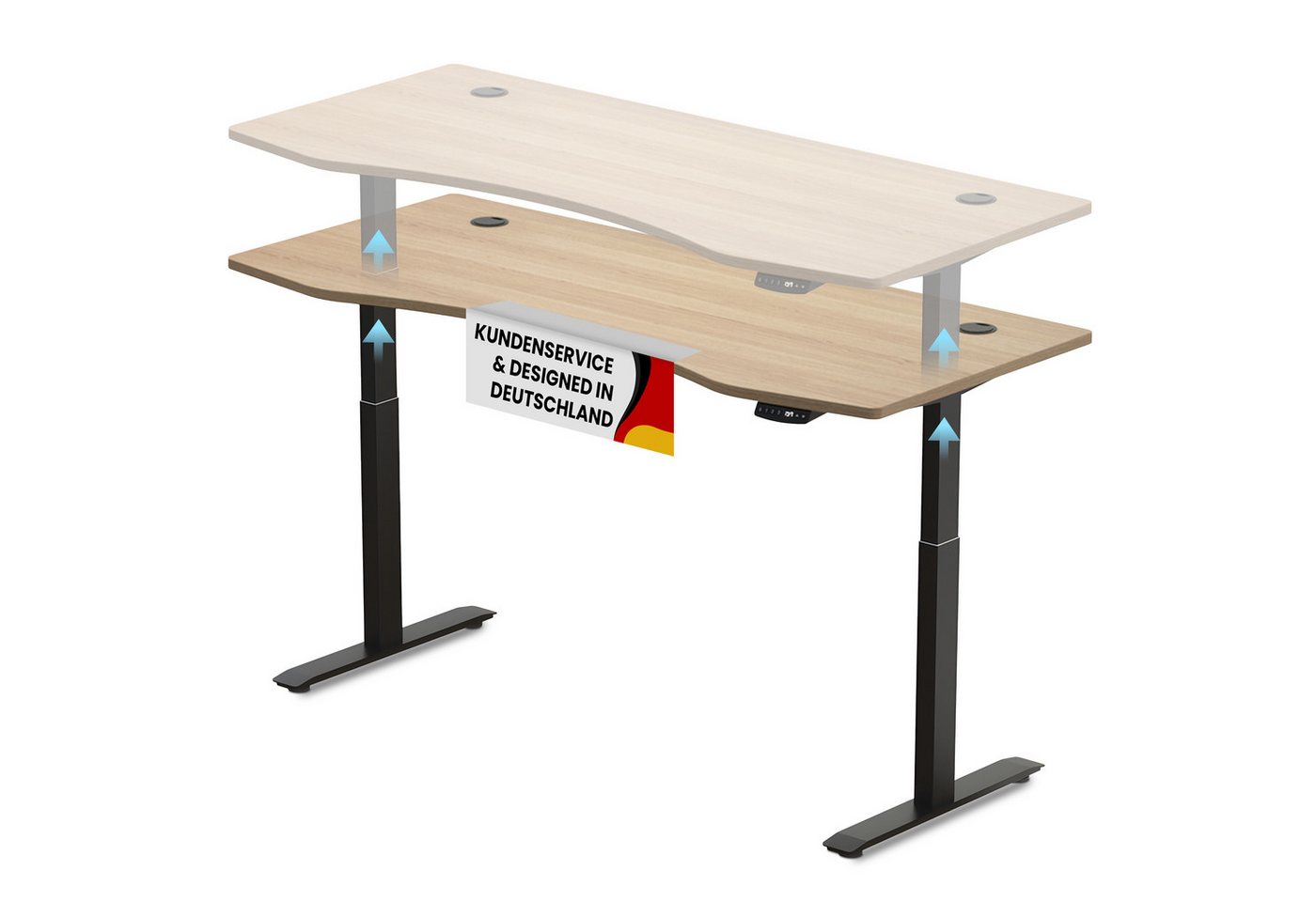 PROMAFIT Arbeitstisch Schreibtisch Stehtisch mit elektrischer Höhenverstellung (Set, 1-St), Tischplatte 180 oder 150 cm & 3 Memory Funktionen von PROMAFIT