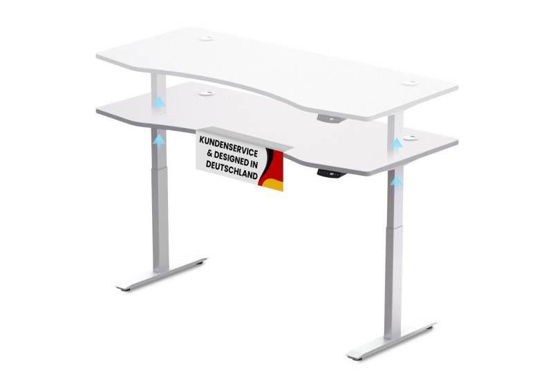 PROMAFIT Arbeitstisch Schreibtisch Stehtisch mit elektrischer Höhenverstellung (Set, 1-St., Tischplatte mit Gestell (optinal mit Doppellenkrollen), Tischplatte 180 oder 150 cm & 3 Memory Funktionen von PROMAFIT