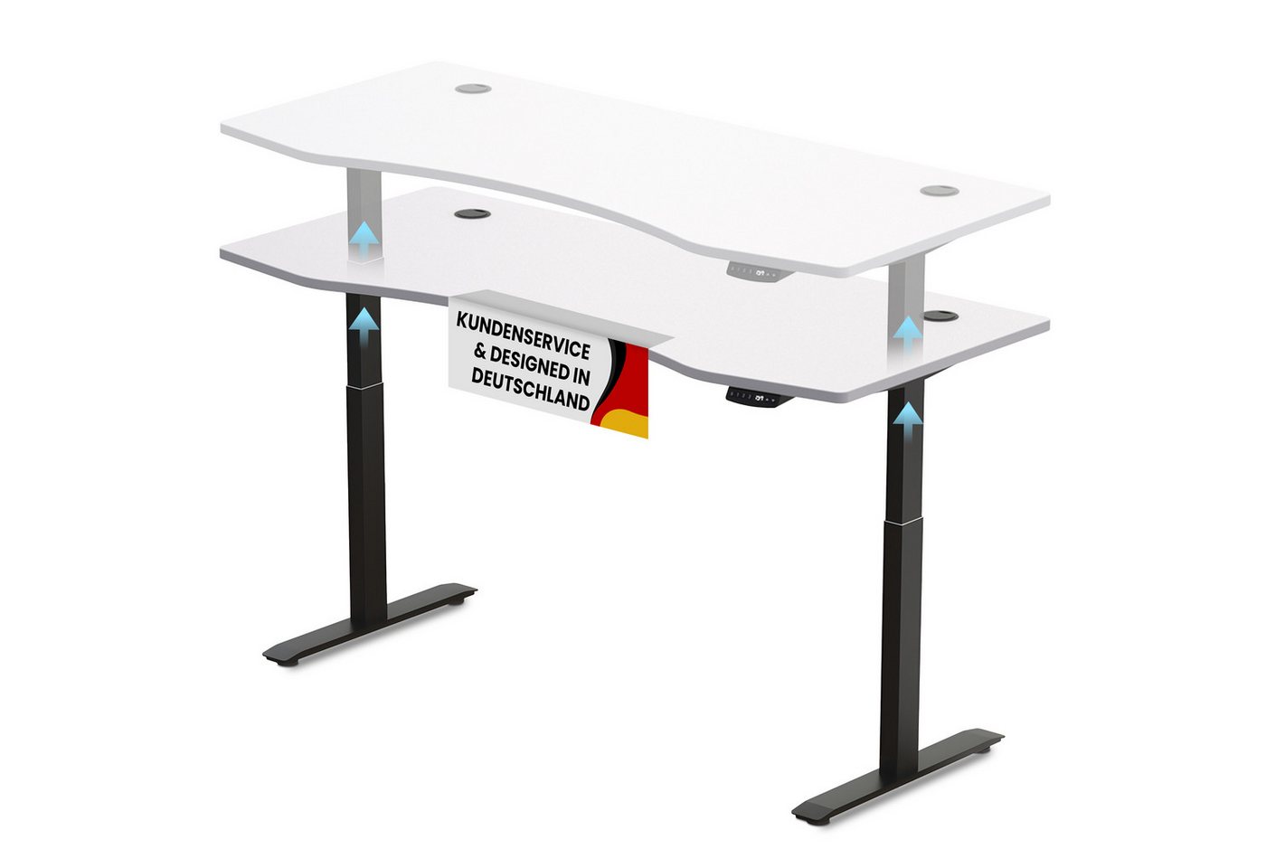 PROMAFIT Arbeitstisch Schreibtisch Stehtisch mit elektrischer Höhenverstellung (Set, 1-St), Tischplatte 180 oder 150 cm & 3 Memory Funktionen von PROMAFIT