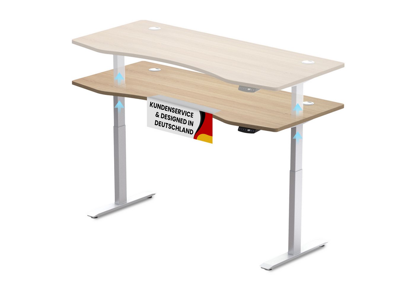 PROMAFIT Arbeitstisch Schreibtisch Stehtisch mit elektrischer Höhenverstellung (Set, 1-St., Tischplatte mit Gestell), Tischplatte 180 oder 150 cm & 3 Memory Funktionen von PROMAFIT