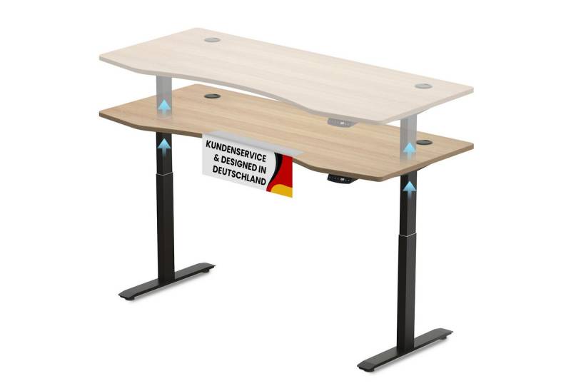 PROMAFIT Arbeitstisch Schreibtisch Stehtisch mit elektrischer Höhenverstellung (Set, 1-St., Tischplatte mit Gestell (optinal mit Doppellenkrollen), Tischplatte 180 oder 150 cm & 3 Memory Funktionen von PROMAFIT