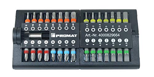 Promat Bitsortiment 31-teilig , mit Farbleitsystem und Bithalter mit Schnellwechselfutter , in praktischer klapp- und faltbarer Box Promat Bitsortiment 31-teilig , mit Farbleitsystem und Bithalter mit Schnellwechselfutter , in praktischer klapp- und faltbarer Box von Promat
