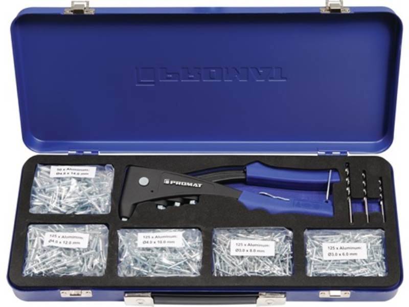 PROMAT Blindniete PROMAT Blindnietsortiment 604 teilig Zange 4000813025 u.Blindniete A von PROMAT