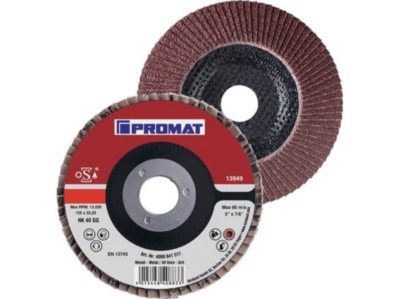 PROMAT Fächerscheibe 10er Pack PROMAT Fächerscheibe D. 125 mm Körnung 80 gekröpft Stah von PROMAT