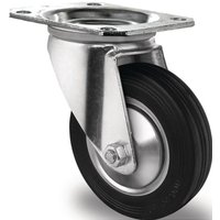 Lenkrolle Rad-Ø 160 mm Tragfähigkeit 135 kg Vollgummi Platte L135xB110 mm von PROMAT