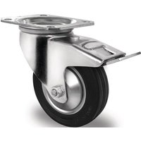 Lenkrolle Rad-Ø 160 mm Tragfähigkeit 135 kg mit Totalfeststeller Vollgummi 135x110mm von PROMAT