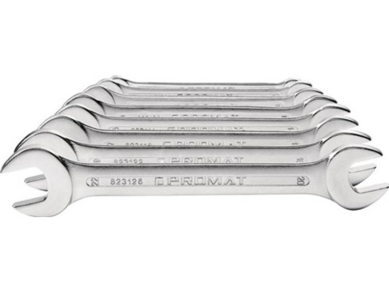 PROMAT Maulschlüssel PROMAT Doppelmaulschlüsselsatz 8-teilig SW6-22 mm CV-Stahl verchrom von PROMAT