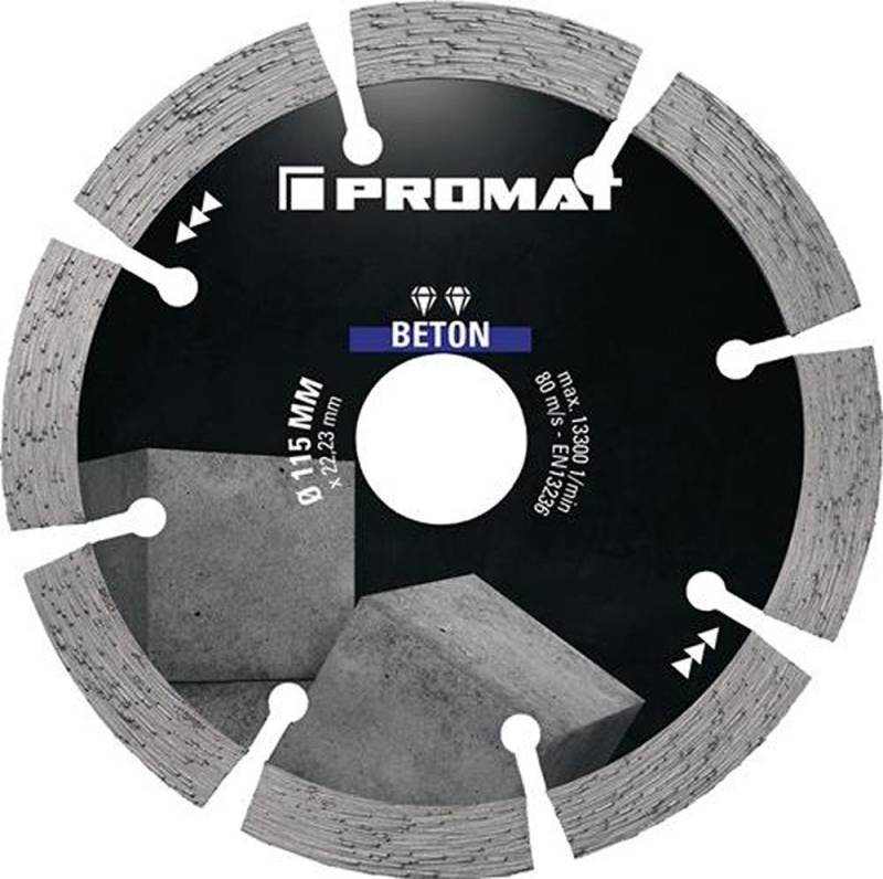 PROMAT Trennscheibe PROMAT Diamanttrennscheibe BETON Ø 115 mm Bohrung 22,23 mm Segmentbr von PROMAT