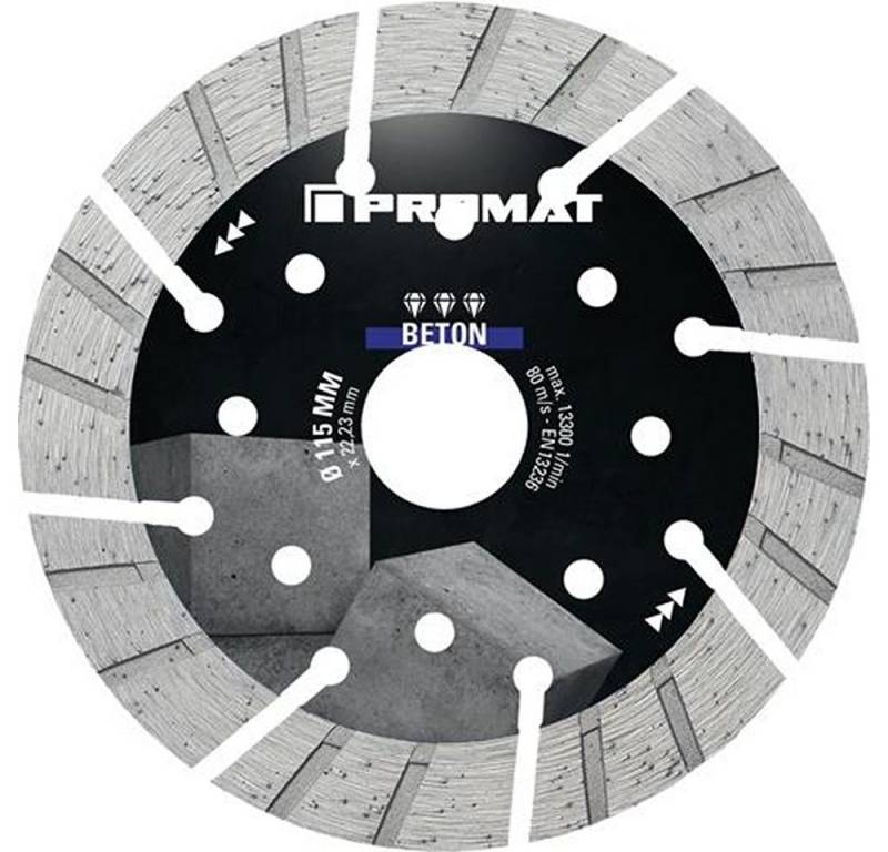 PROMAT Trennscheibe PROMAT Diamanttrennscheibe BETON PRO Ø 115 mm Bohrung 22,23 mm Segme von PROMAT