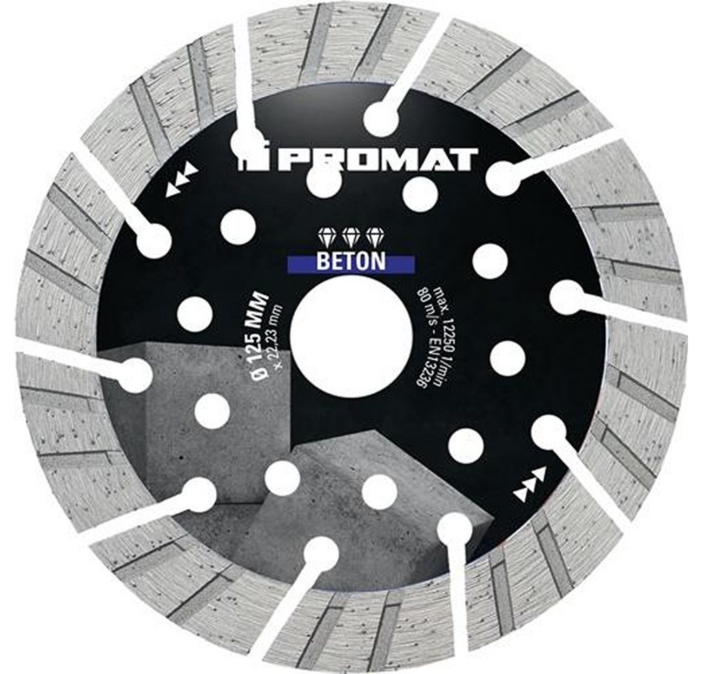 PROMAT Trennscheibe PROMAT Diamanttrennscheibe BETON PRO Ø 125 mm Bohrung 22,23 mm Segme PROMAT Trennscheibe PROMAT Diamanttrennscheibe BETON PRO Ø 125 mm Bohrung 22,23 mm Segme von PROMAT