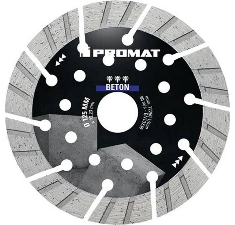 PROMAT Trennscheibe PROMAT Diamanttrennscheibe BETON PRO Ø 125 mm Bohrung 22,23 mm Segme von PROMAT