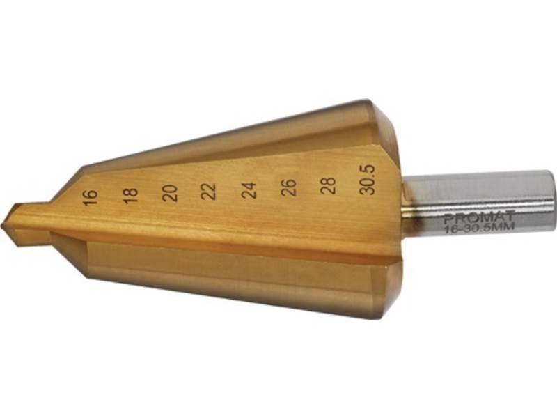 PROMAT Universalbohrer PROMAT Blechschälbohrer Bohrbereich 16-30,5 mm HSS TiN Gesamtlänge von PROMAT