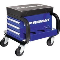 Werkstattrollsitz mit Rollen und Ablage Kunstlederpolster blau/schwarz von PROMAT