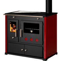Prometey - Holzherd mit Keramikplatte – 9,5 kW – Seitenteile rot lackiert und modernes Design – Energieklasse a von PROMETEY