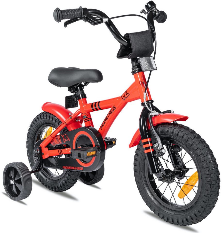 PROMETHEUS BICYCLES Kinderfahrrad HAWK 12 Zoll ab 3 Jahre, 1 Gang, Junge Mädchen Fahrrad Kinder mit Rücktrittbremse Stützräder von PROMETHEUS BICYCLES