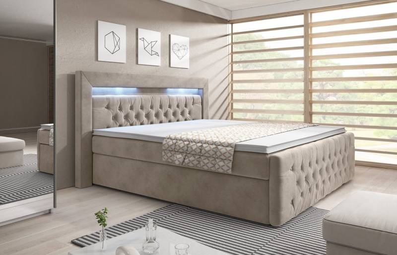 PROMETO Möbel Boxspringbett ASCONA Polsterbett mit LED-Beleuchtung, 2 Bettkästen, 2 Matratzen und Komfortschaum-Topper PROMETO Möbel Boxspringbett ASCONA Polsterbett mit LED-Beleuchtung, 2 Bettkästen, 2 Matratzen und Komfortschaum-Topper von PROMETO Möbel