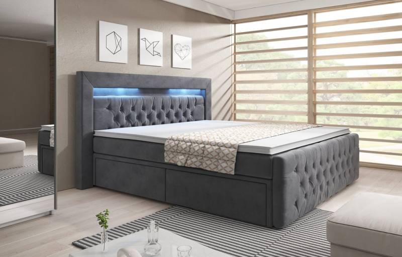 PROMETO Möbel Boxspringbett ASCONA Polsterbett mit LED-Beleuchtung, 2 Bettkästen, 2 Matratzen und Komfortschaum-Topper PROMETO Möbel Boxspringbett ASCONA Polsterbett mit LED-Beleuchtung, 2 Bettkästen, 2 Matratzen und Komfortschaum-Topper von PROMETO Möbel