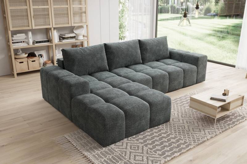 PROMETO Möbel Ecksofa Cento Couch L-Form,Sofa Links/Rechts Teddy-Bouclé-Stoff oder Webstoff von PROMETO Möbel
