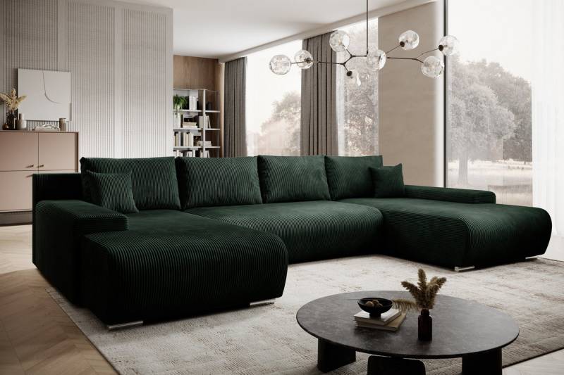 PROMETO Möbel Ecksofa Credo Ecksofa U-Form, mit Schlaffunktion und Bettkasten, U-Form Couch von PROMETO Möbel
