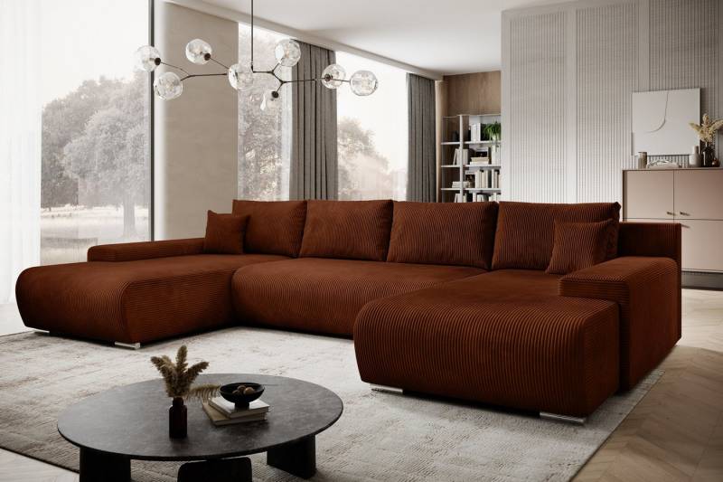 PROMETO Möbel Ecksofa Credo Ecksofa U-Form, mit Schlaffunktion und Bettkasten, U-Form Couch von PROMETO Möbel