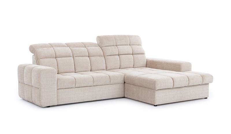 PROMETO Möbel Ecksofa Ecksofa L-Sofa mit Schlaffunktion Links/Rechts Beige Hugo von PROMETO Möbel