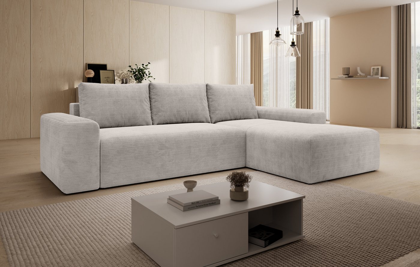 PROMETO Möbel Ecksofa L-Sofa Amalfi, Eckcouch L-Form,Polstersofa Breitcord-Stoff von PROMETO Möbel