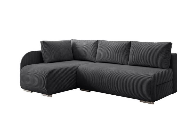 PROMETO Möbel Ecksofa Sofa mit Schlaffunktion, L-Form Links/Rechts, Cord-Stoff, Klein von PROMETO Möbel