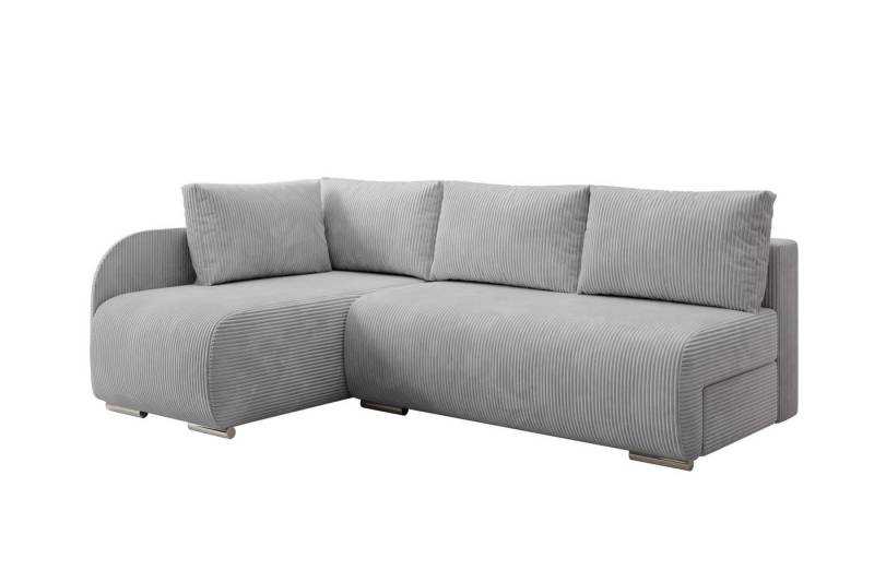 PROMETO Möbel Ecksofa Sofa mit Schlaffunktion, L-Form Links/Rechts, Cord-Stoff, Klein von PROMETO Möbel