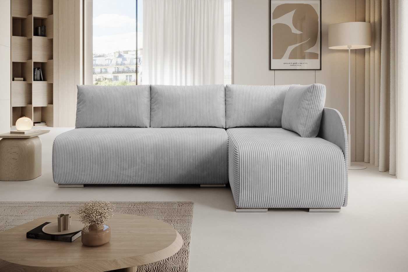 PROMETO Möbel Ecksofa Sofa mit Schlaffunktion, L-Form Links/Rechts, Cord-Stoff, Klein PROMETO Möbel Ecksofa Sofa mit Schlaffunktion, L-Form Links/Rechts, Cord-Stoff, Klein von PROMETO Möbel