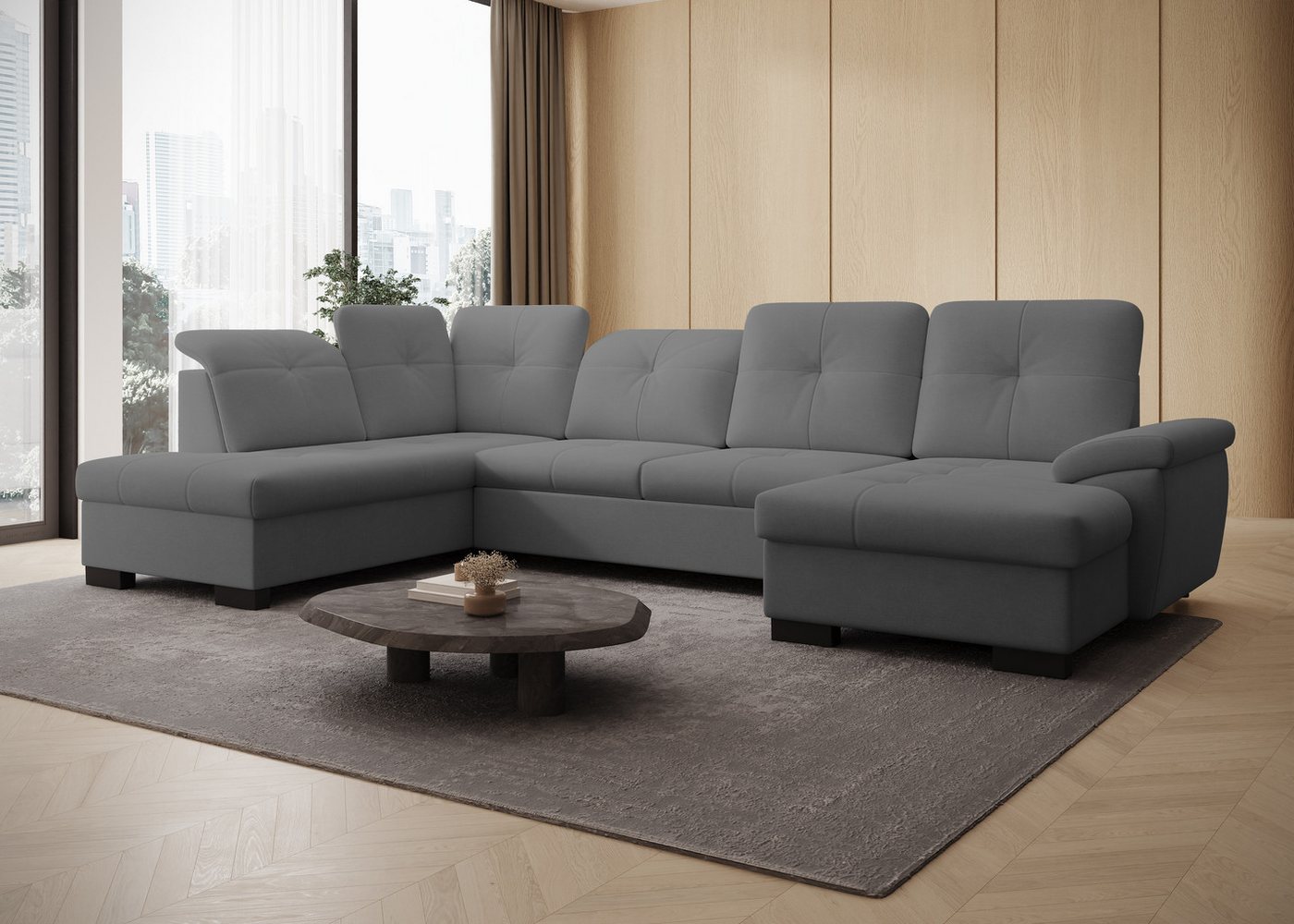 PROMETO Möbel Ecksofa U-Sofa Verstellbare Kopfstütze, Schlaffunktion Bettkasten Magari, Verstellbare Kopfstütze, Bettkasten, Schlaffunktion PROMETO Möbel Ecksofa U-Sofa Verstellbare Kopfstütze, Schlaffunktion Bettkasten Magari, Verstellbare Kopfstütze, Bettkasten, Schlaffunktion von PROMETO Möbel