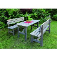 Promadino Holz-Garnitur Summer grau 2 Bänke + 1 Tisch von PROMEX