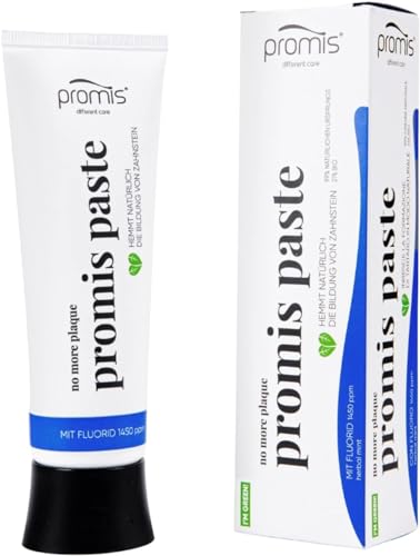 Promis Paste Natürliche Anti-Plaque Zahnpasta | Mit Fluorid 1450 ppm | Bio | ECOCERT COSMOS Organic | Vegan | Zuckerrohr-Tube | Recycelte Verpackung von Promis