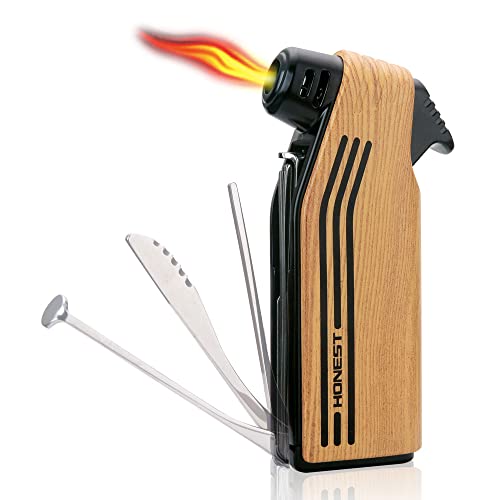 PROMISE Soft Flame Feuerzeug Nachfüllbares Feuerzeug mit 3 Rohrreinigerwerkzeugen Multifunktions-Gasfeuerzeug für Campinggrillkerze (Gas Nicht im Lieferumfang enthalten) (Gelb) von PROMISE