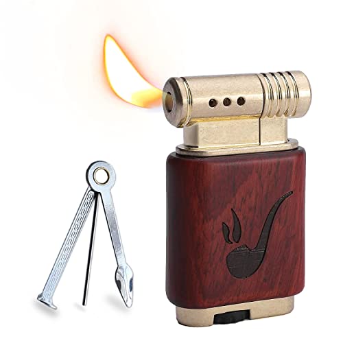 PROMISE Vintage Flammenfeuerzeug, nachfüllbares Butan-Gasfeuerzeug, Geschenk für Vater (Braun) von PROMISE