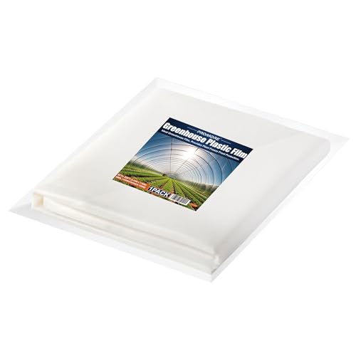 Gewächshausfolie Polyethylenfolie Transparent 2,4m x 7,6m (150Mu/600G) Extra Dick Reißfest Gartenfolie Gewächshaus Folie Tunnelfolie Tomatenhaus von PROMORE