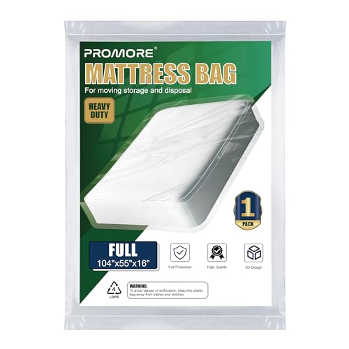 PROMORE Matratzenhülle 140 x 200 cm für Umzug und Lagerung Schutzhülle für Matratzen Matratzentasche Aufbewahrung Kunststoff Matratzenbeutel, Reißfeste Wiederverwendbare Matratzentasche von PROMORE