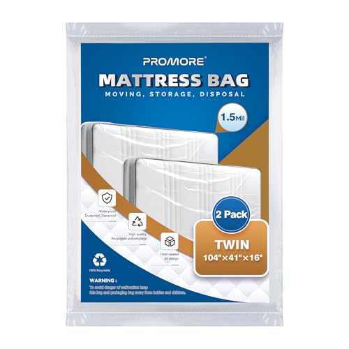 PROMORE Matratzenhülle 90 x 200/100 x 200 cm Umzug und Lagerung 2Pack Schutzhülle für Matratzen Matratzentasche Aufbewahrung Kunststoff Matratzenbeutel, Reißfeste Wiederverwendbare Matratzentasche PROMORE Matratzenhülle 90 x 200/100 x 200 cm Umzug und Lagerung 2Pack Schutzhülle für Matratzen Matratzentasche Aufbewahrung Kunststoff Matratzenbeutel, Reißfeste Wiederverwendbare Matratzentasche von PROMORE
