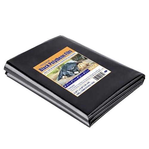 PROMORE Polyethylen Folie Schwarz 2x3M 4Mil (0,1mm) Gewächshausfolie Plastikfolie Staubschutzfolie Reißfest Gartenfolie Polyethylen für Gartenarbeit Treibhaus Folientunnel von PROMORE