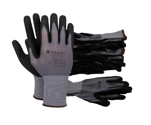 PROOF COMFORT & SAFETY Arbeitshandschuhe 12 Paar Präzise Montagehandschuhe Spandex Nitril Beschichtung Schutzhandschuhe Mit Hohem Tastgefühl Und Grip Für Mechaniker Bauarbeiter Größe 11 Flexy PROOF COMFORT & SAFETY Arbeitshandschuhe 12 Paar Präzise Montagehandschuhe Spandex Nitril Beschichtung Schutzhandschuhe Mit Hohem Tastgefühl Und Grip Für Mechaniker Bauarbeiter Größe 11 Flexy von PROOF comfort&safety