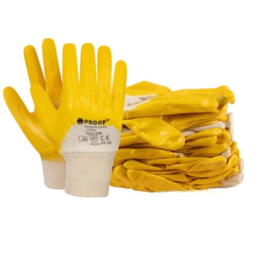 PROOF COMFORT & SAFETY Arbeitshandschuhe Handschuhe 12 Paar Schutzhandschuhe Nitrilbeschichtung Baumwolle Größe 7 Citra Grau Gelb PROOF COMFORT & SAFETY Arbeitshandschuhe Handschuhe 12 Paar Schutzhandschuhe Nitrilbeschichtung Baumwolle Größe 7 Citra Grau Gelb von PROOF comfort&safety