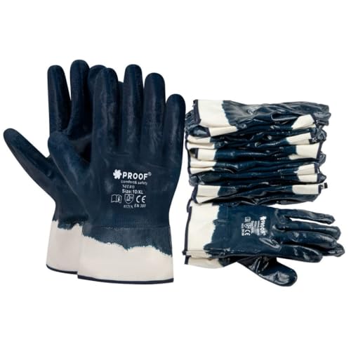 PROOF COMFORT & SAFETY Arbeitshandschuhe Handschuhe Nitrilhandschuhe 12 Paar Wasserdicht Ölfest Nitro von PROOF comfort&safety