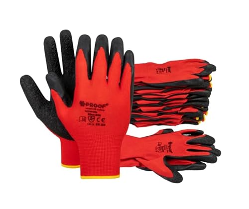 PROOF COMFORT & SAFETY Arbeitshandschuhe 12 Paar Präzise Montagehandschuhe Mit PU-Beschichtung Latexbeschichtung Schutzhandschuhe Für Mechaniker Bauarbeiter Größe 9 Redwork Rot Schwarz PROOF COMFORT & SAFETY Arbeitshandschuhe 12 Paar Präzise Montagehandschuhe Mit PU-Beschichtung Latexbeschichtung Schutzhandschuhe Für Mechaniker Bauarbeiter Größe 9 Redwork Rot Schwarz von PROOF comfort&safety