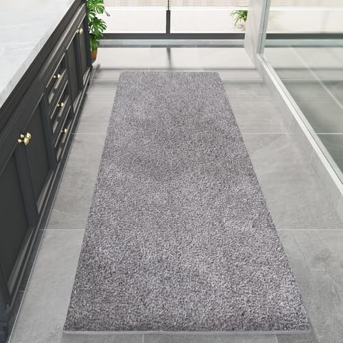 PROOVEELLY Badezimmerteppich, rutschfest, waschbar, 150 x 60 cm, extra weich, saugfähig, Mikrofaser, schnell trocknend, Gummi-Rückseite, maschinenwaschbar, Badematten für Badezimmerboden, Badewanne von PROOVEELLY