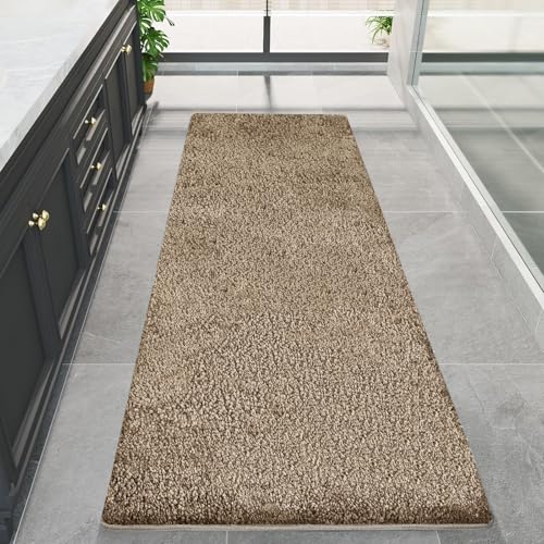 PROOVEELLY Badezimmerteppich, rutschfest, waschbar, 150 x 60 cm, extra weich, saugfähig, Mikrofaser, schnell trocknend, Gummi-Rückseite, maschinenwaschbar, Badematten für Badezimmerboden, Badewanne von PROOVEELLY