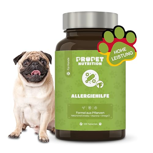 Allergie Tabletten für Hunde. Juckreiz hund. 125 Tabletten für Verdauung, Immunsystem, Haut & Fell Allergien bei Hunden. Mit Biotin, Flohsamenschalen, Leinsamen, Traubenkernextrakt. Hautpflege Hund von PROPET NUTRITION