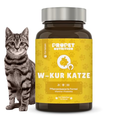 W-Kur Katze. Kräuter-Komplex für Katzen. 120 Tabletten. Natürliche Rezeptur mit Probiotika & B-Vitaminen. Ergänzungsnahrung zur täglichen Unterstützung von PROPET NUTRITION
